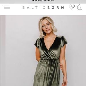 Baltic Born Large velvet maxi dress. Short sleeve. Bump friendly. Olive.